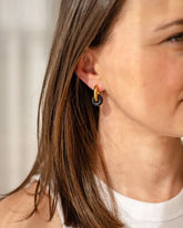 18k gold-plated stainless steel, Tarnish-free, Waterproof, Suitable for sensitive skin, gold earrings, retro earrings, vintage charm, classic earrings, beautiful earrings, timeless earrings, hoop earrings, charm earrings, blue/black earring